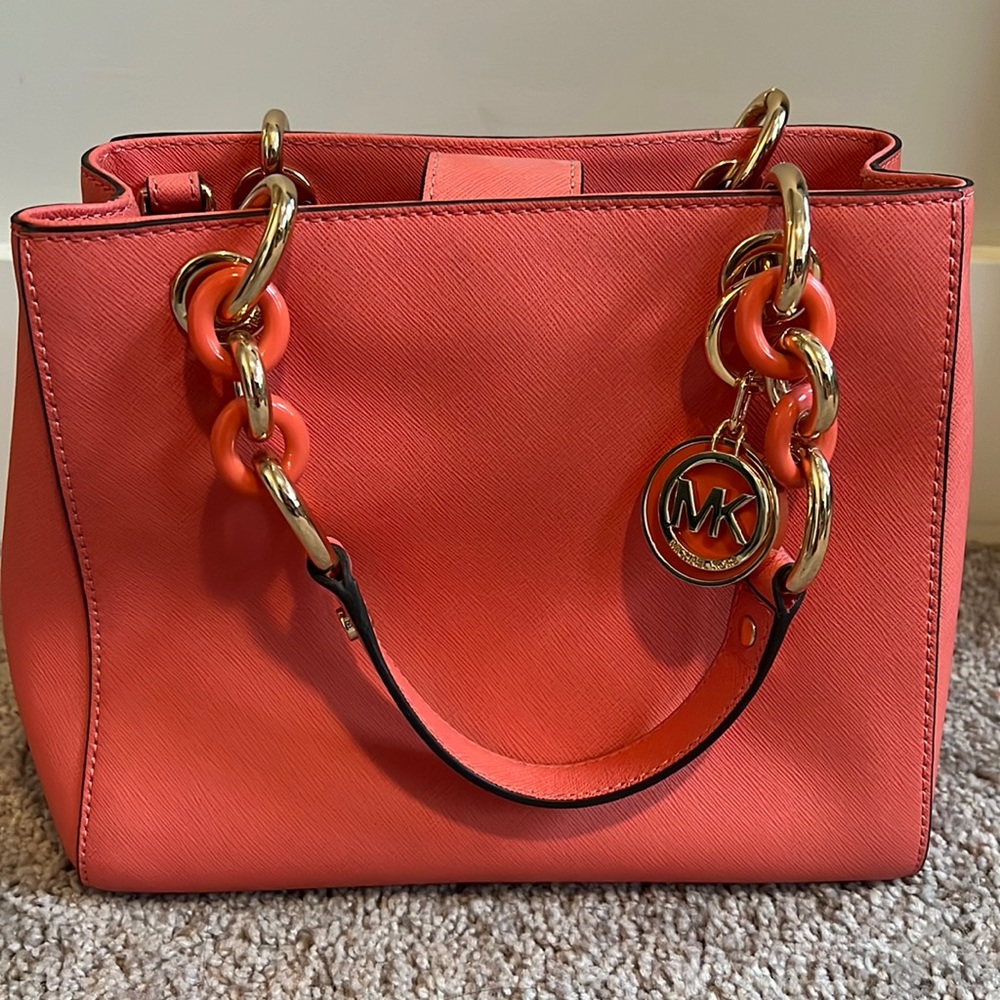 Michael Kors Coral Cynthia Small Saffiano Leather Satchel NWOT!